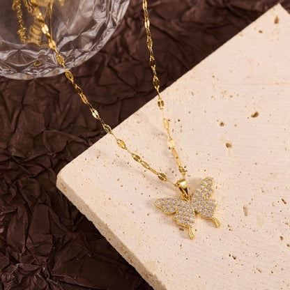 Titanium Steel Copper Leaf Heart Shape Pendant Necklace