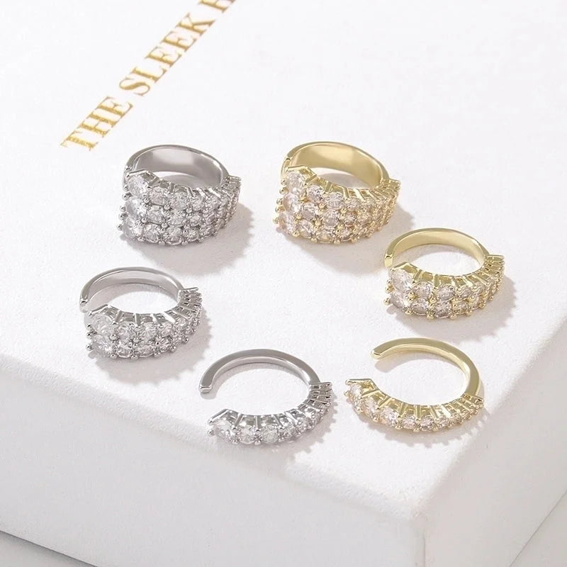 Fashion Geometric Copper Inlay Zircon Ear Clips 1 Piece