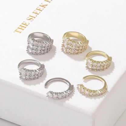 Fashion Geometric Copper Inlay Zircon Ear Clips 1 Piece