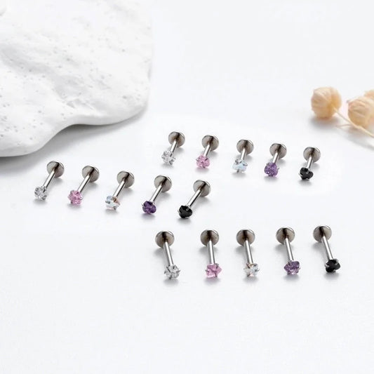 1 Piece Ear Cartilage Rings & Studs Korean Style Heart Shape 316L Stainless Steel Plating Inlay Zircon
