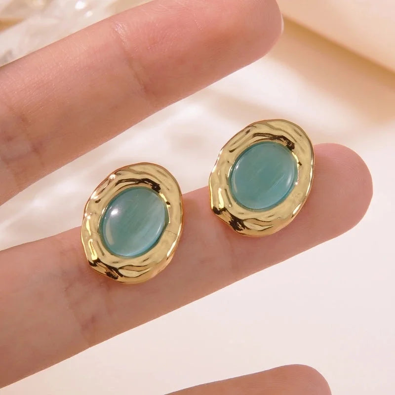 1 Pair Fairy Style Vintage Style Tropical Geometric 304 Stainless Steel Imitation Gold Ear Studs