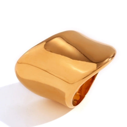 Basic Minimalist Classic Style Solid Color 304 Stainless Steel 18K Gold Plated Plating Rings
