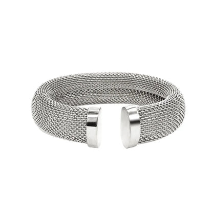 Retro Classic Style C Shape 304 Stainless Steel 18K Gold Plated Rhinestones Bangle In Bulk