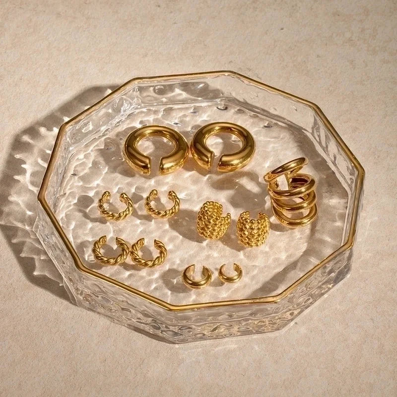 1 Pair Vacation Minimalist IG Style C Shape Solid Color Asymmetrical 304 Stainless Steel 18K Gold Plated Ear Cuffs