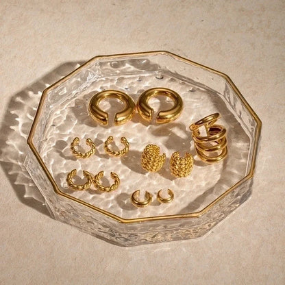 1 Pair Vacation Minimalist IG Style C Shape Solid Color Asymmetrical 304 Stainless Steel 18K Gold Plated Ear Cuffs