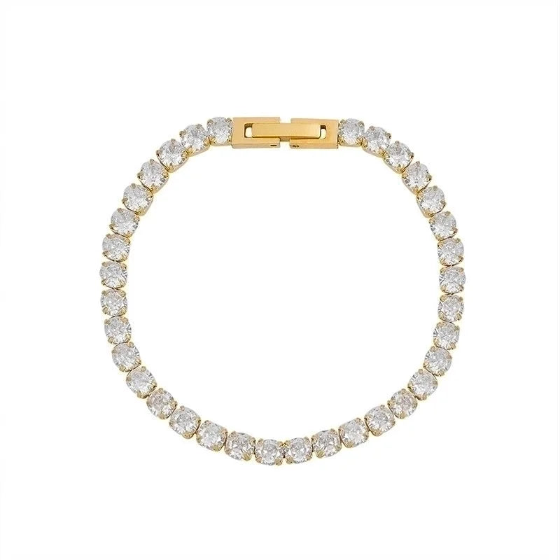 Fashion Geometric 304 Stainless Steel 18K Gold Plated Zircon Bracelets In Bulk