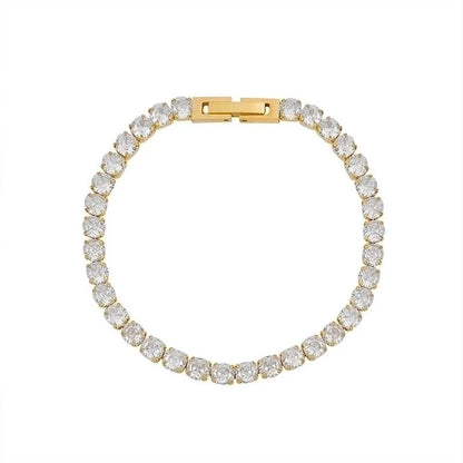 Fashion Geometric 304 Stainless Steel 18K Gold Plated Zircon Bracelets In Bulk
