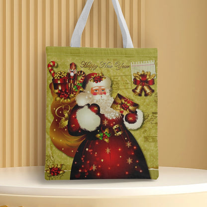 Christmas Unisex Polyester Christmas House Christmas Tree Santa Claus Cute Square Open Handbag