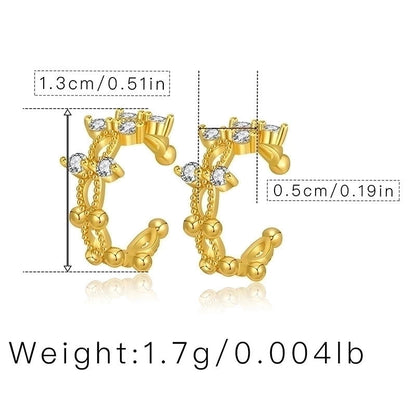 Retro Minimalist C Shape Copper Plating Inlay Zircon Ear Cuffs 1 Pair