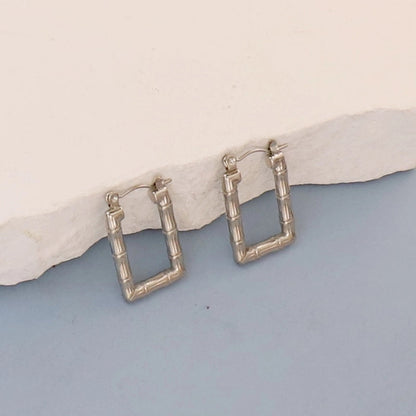 1 Pair Minimalist Round Square Heart Shape 304 Stainless Steel Earrings