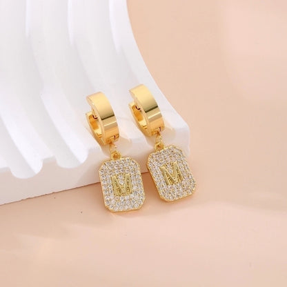 1 Pair Sweet Tree Fruit Plating Inlay 304 Stainless Steel Zircon K Gold Plated Drop Earrings