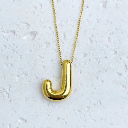 Fashion Balloon Letter Necklace Titanium Steel 26 English Letter Necklace 3D Three-Dimensional Gold Plating Non-Fading