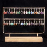 1 Pair Vintage Style Classic Style Geometric Polishing Artificial Crystal Semi-precious Stone Tiger Eye Drop Earrings