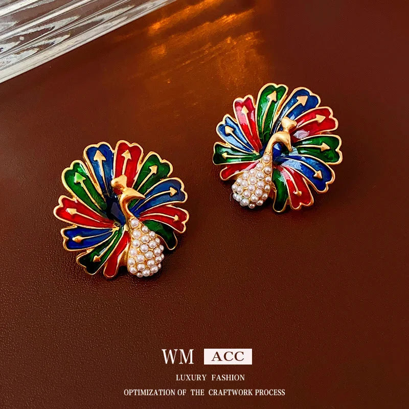 Mid-century Modern Round Geometric Copper Electroplating Earrings