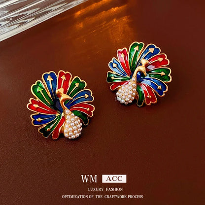 Mid-century Modern Round Geometric Copper Electroplating Earrings