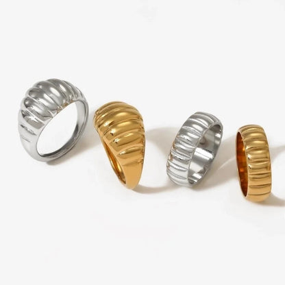 3 Pieces Casual Solid Color 316 Stainless Steel 16K Gold Plated White Gold Plated Gold Plated Plating Rings