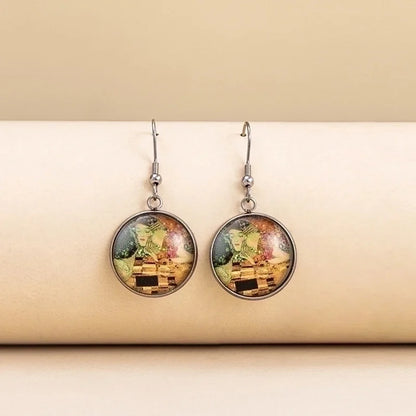 2 Pieces Classical Vintage Style Novelty Abstract Scenery Plating Alloy Glass Glass Earrings