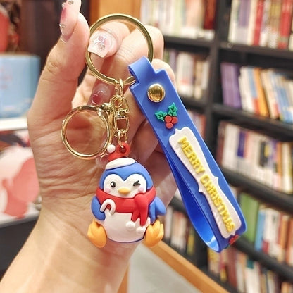 Cute Christmas Tree Santa Claus Elk PVC Metal Christmas Women's Bag Pendant Keychain