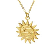 Minimalist Classic Style Sun Moon 304 Stainless Steel 18K Gold Plated Plating Pendant Necklace