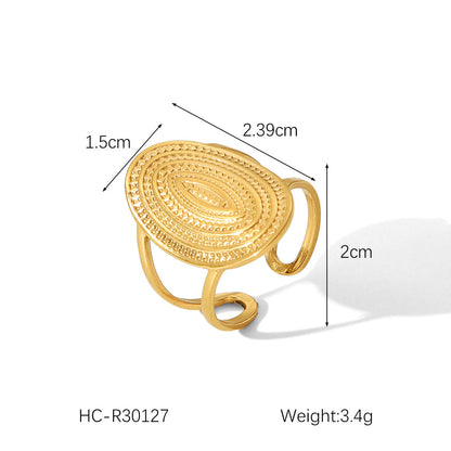 IG Style Open Ring Stripe Round Circle Geometric Stainless Steel Electroplating Rings