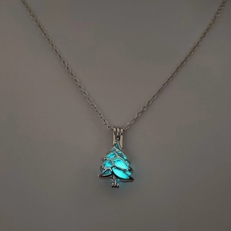Luminous Hollow Diy Cage Christmas Tree Women's Necklace