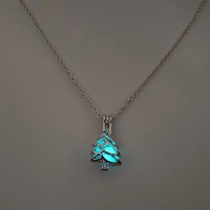 Luminous Hollow Diy Cage Christmas Tree Women's Necklace