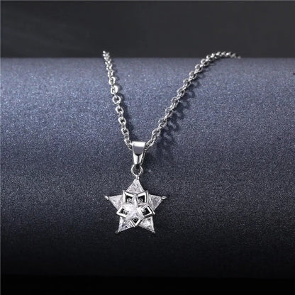 Stainless Steel Titanium Steel White Gold Plated Minimalist Plating Inlay Water Droplets Flower Zircon Pendant Necklace
