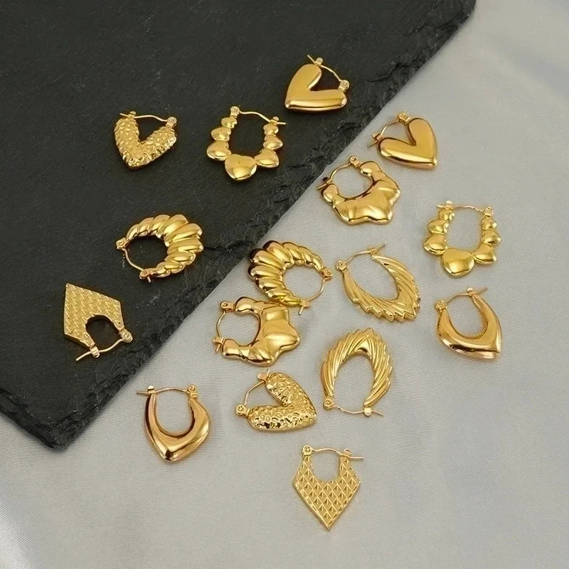 1 Pair Elegant Solid Color Plating Stainless Steel Titanium Steel 18K Gold Plated Earrings