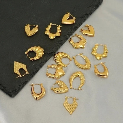 1 Pair Elegant Solid Color Plating Stainless Steel Titanium Steel 18K Gold Plated Earrings