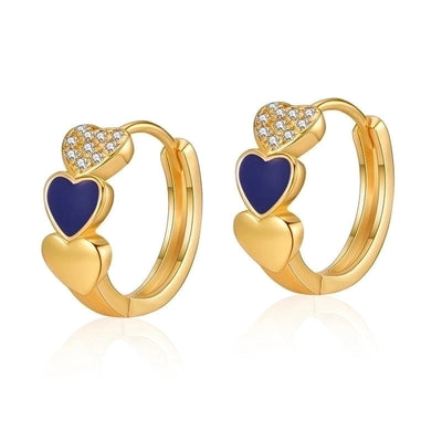 1 Pair Retro Sweet Triangle Devil\'s Eye Heart Shape Enamel Plating Inlay Copper Zircon 18k Gold Plated Ear Studs