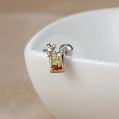 1 Piece Ear Cartilage Rings & Studs IG Style Ice Cream Heart Shape Candy 304 Stainless Steel Inlay Zircon 18K Gold Plated Ear Cartilage Rings & Studs