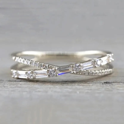 Copper Inlay Geometric Zircon Rings