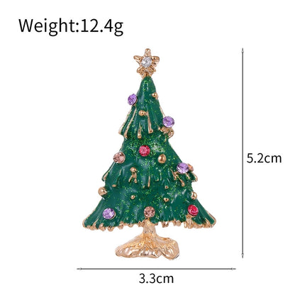 Cute Pin Christmas Tree Wreath Zinc Alloy Enamel Plating Inlay Rhinestones Unisex Brooches