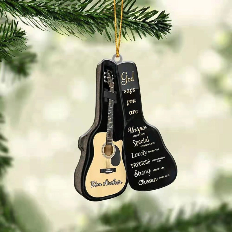 Cross-border Creative Personalized Pendant Christmas Decoration Guitar Lovers Acrylic Flat Car Rearview Mirror Pendant Ornaments