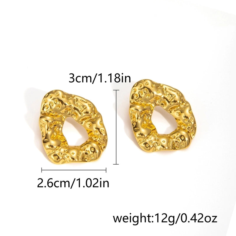 1 Pair Classic Style Geometric Oval Heart Shape Plating 304 Stainless Steel Ear Studs