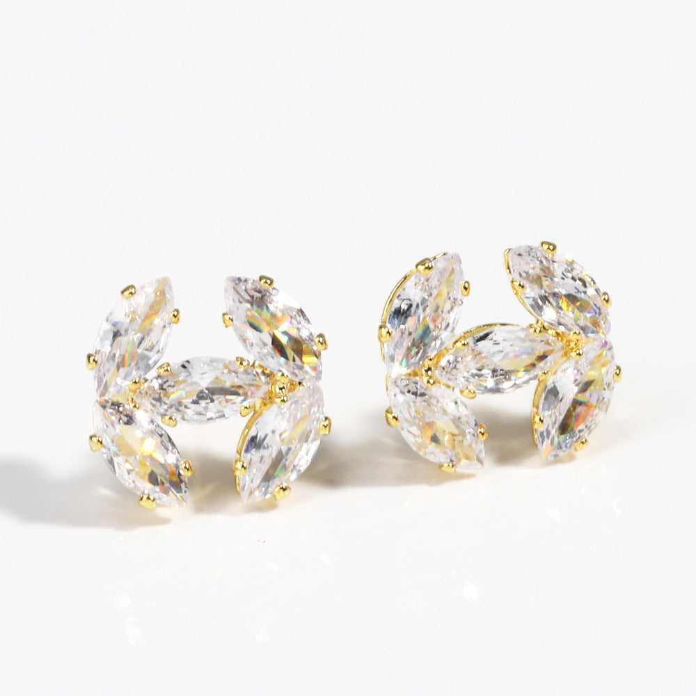 Korean Letter Copper Electroplating Stud Earrings