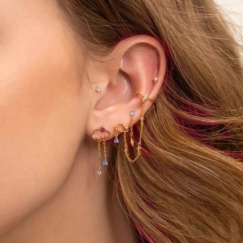 Kolamic Earrings 18k Gold Jewelry Cute Bear Cloud Earrings