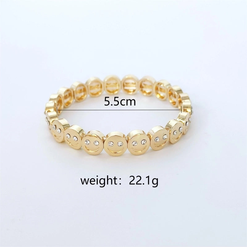 Copper Inlay Smile Face Artificial Diamond Bangle