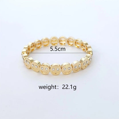 Copper Inlay Smile Face Artificial Diamond Bangle