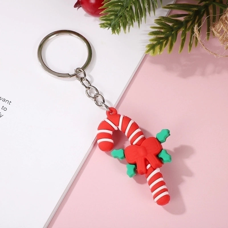 Cute Christmas Tree Santa Claus Elk PVC Metal Christmas Women's Bag Pendant Keychain
