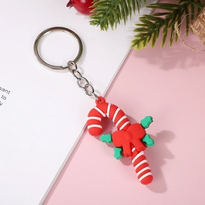 Cute Christmas Tree Santa Claus Elk PVC Metal Christmas Women's Bag Pendant Keychain