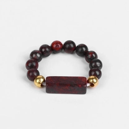 Ethnic Style Round Natural Stone Beaded Rings 1 Piece