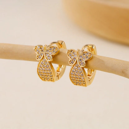 1 Pair Minimalist Solid Color Copper Zircon Earrings