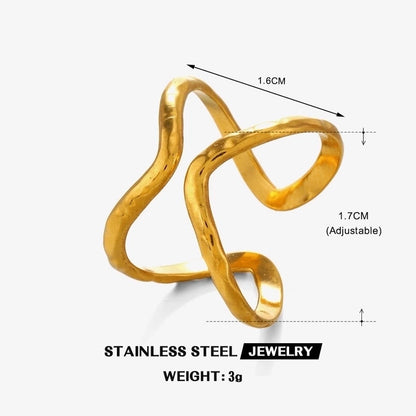 Hip-Hop Minimalist Commute Irregular 304 Stainless Steel 18K Gold Plated Open Rings