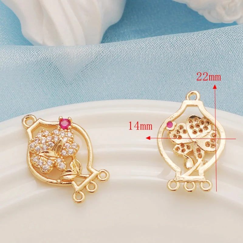 1 Piece Alloy Heart Shape Flower Pendant