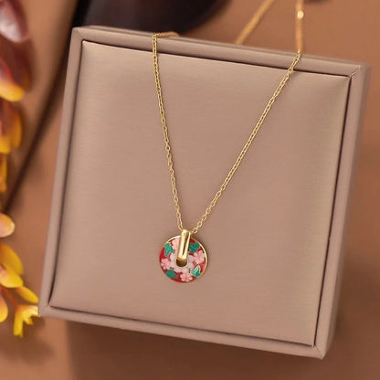 304 Stainless Steel 18K Gold Plated Retro Plating Flower Earrings Necklace