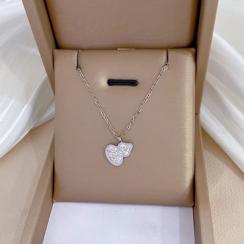 Casual Commute Geometric Titanium Steel Shell Zircon Inlay Pendant Necklace