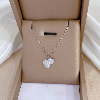 Casual Commute Geometric Titanium Steel Shell Zircon Inlay Pendant Necklace