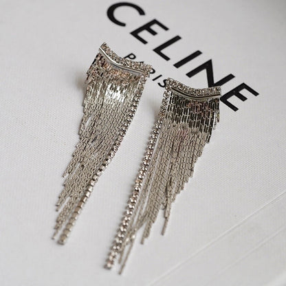 1 Pair Elegant Exaggerated Tassel Heart Shape Plating Titanium Steel Drop Earrings