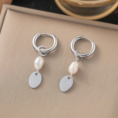 1 Pair Minimalist Star Heart Shape Plating Titanium Steel Drop Earrings Ear Studs